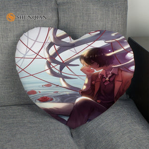 Bungo Stray Dogs Heart Shape Pillow Cover Custom zipper Pillowcase Just Cover No Core Size 41x36cm,47x42cm