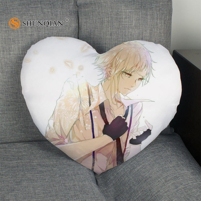 Bungo Stray Dogs Heart Shape Pillow Cover Custom zipper Pillowcase Just Cover No Core Size 41x36cm,47x42cm