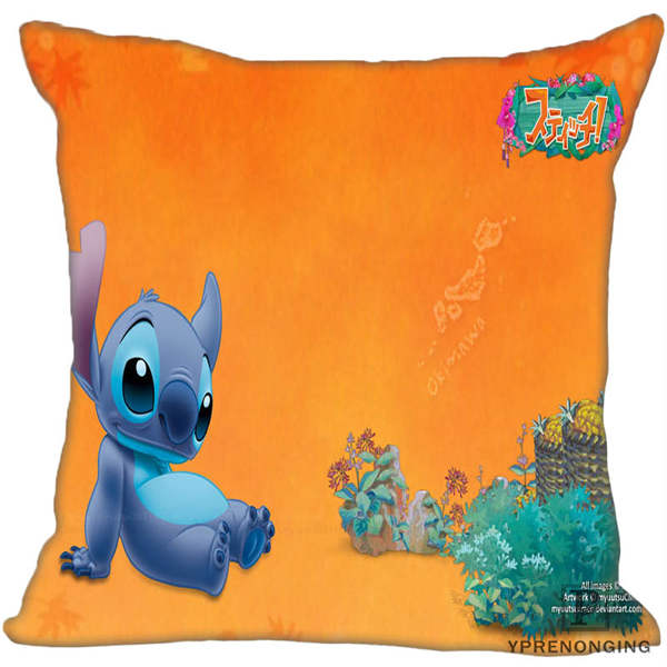 Custom Decorative Pillowcase Lilo and Stitch Square Zippered Pillow Cover 35X35,40x40,45x45cm(One Side)180527-21-17