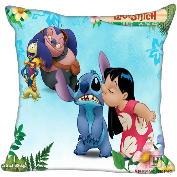 Custom Decorative Pillowcase Lilo and Stitch Square Zippered Pillow Cover 35X35,40x40,45x45cm(One Side)180527-21-17