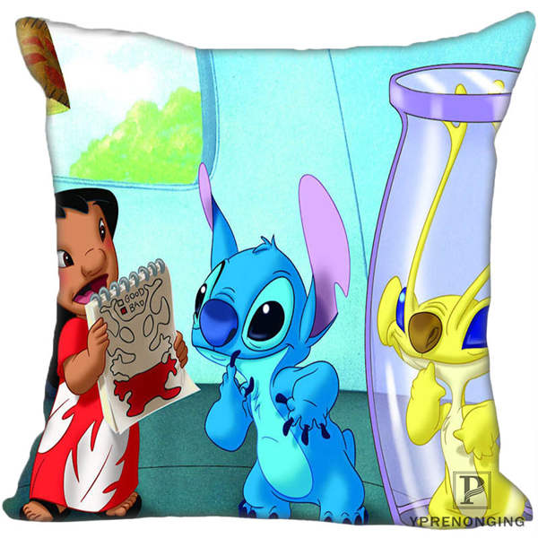 Custom Decorative Pillowcase Lilo and Stitch Square Zippered Pillow Cover 35X35,40x40,45x45cm(One Side)180527-21-17