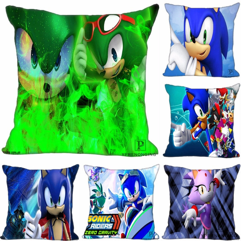 Custom Sonic the Hedgehog Game Square Pillowcase Custom Zippered Pillow Cover Case 35X35,40x40,45x45cm(One Side)180522-02-226