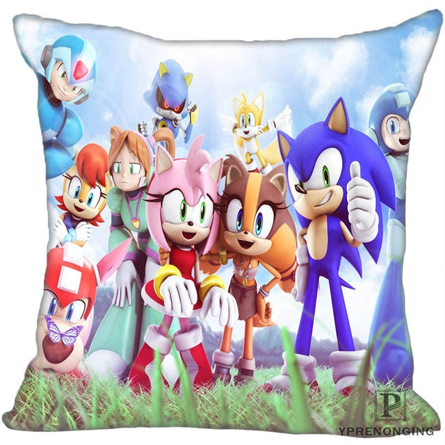 Custom Sonic the Hedgehog Game Square Pillowcase Custom Zippered Pillow Cover Case 35X35,40x40,45x45cm(One Side)180522-02-226