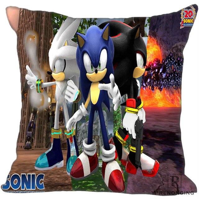 Custom Sonic the Hedgehog Game Square Pillowcase Custom Zippered Pillow Cover Case 35X35,40x40,45x45cm(One Side)180522-02-226