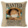 Fokusent Anime Linen One Piece Wanted Printed Throw Pillow Cover Covers Home Hotel Pillow Case 45x45cm 2018 New Arrival