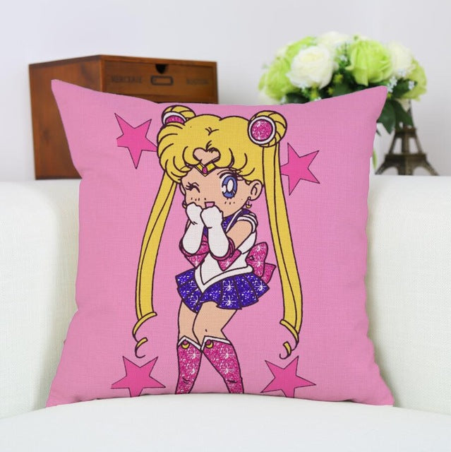 Car Throw Pillow Case Cotton Linen Sailor Moon Anime ChibiUsa Cartoon Style Square Shap Cushion Cover Decorative for Sofa New