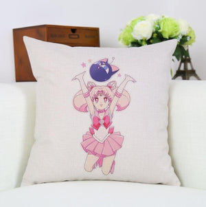 Car Throw Pillow Case Cotton Linen Sailor Moon Anime ChibiUsa Cartoon Style Square Shap Cushion Cover Decorative for Sofa New