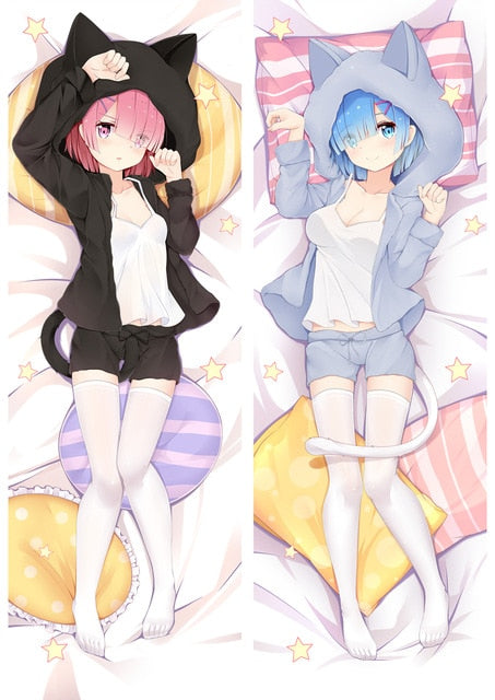 Update Anim Re Zero kara Hajimeru Isekai Seikatsu characters sexy girl Rem & Ram Dakimakura pillow cover hugging body pillowcase