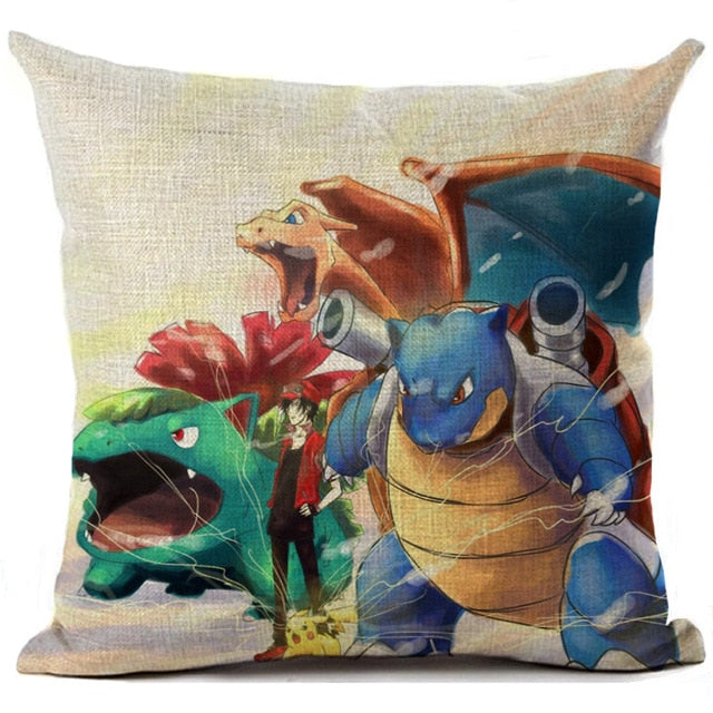 Pokemon Cushion Cover Linen Cartoon Printed Pillow Cover Car Sofa Throw Pillows Home Decoration Anime Pillowcase 45*45cm