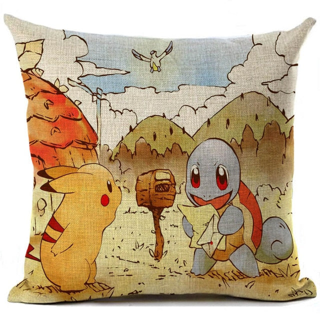 Pokemon Cushion Cover Linen Cartoon Printed Pillow Cover Car Sofa Throw Pillows Home Decoration Anime Pillowcase 45*45cm