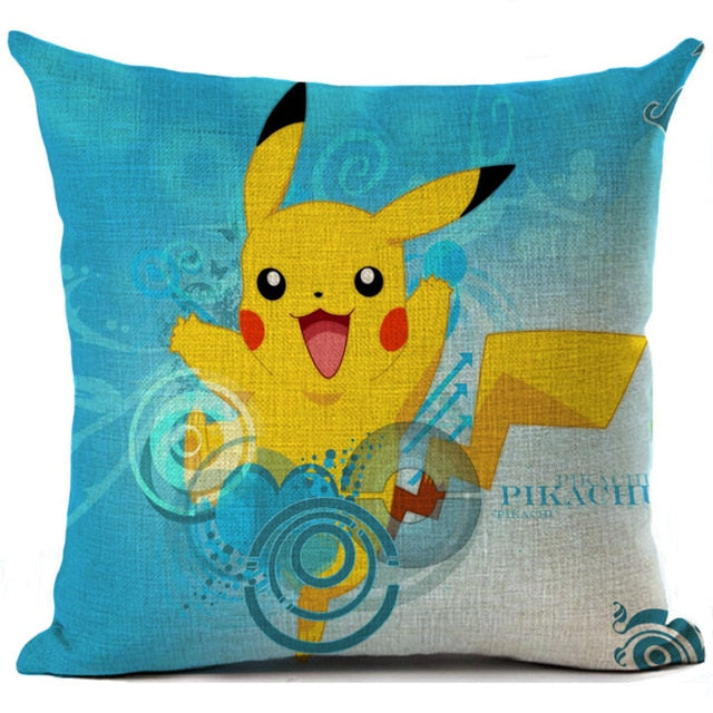 Pokemon Cushion Cover Linen Cartoon Printed Pillow Cover Car Sofa Throw Pillows Home Decoration Anime Pillowcase 45*45cm