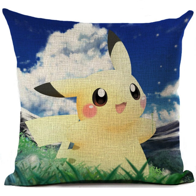 Pokemon Cushion Cover Linen Cartoon Printed Pillow Cover Car Sofa Throw Pillows Home Decoration Anime Pillowcase 45*45cm