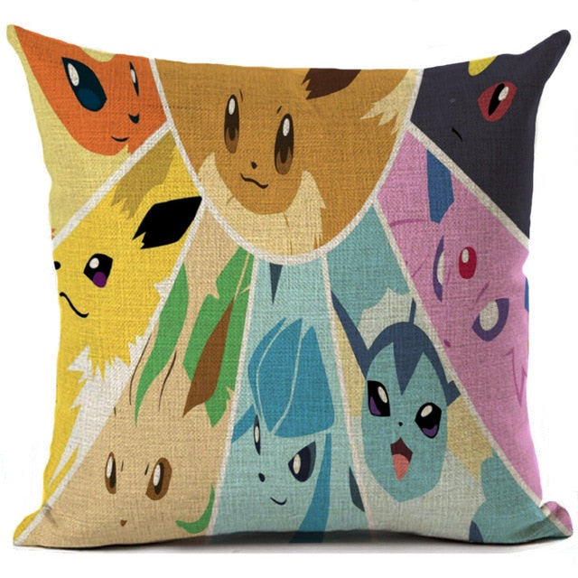 Pokemon Cushion Cover Linen Cartoon Printed Pillow Cover Car Sofa Throw Pillows Home Decoration Anime Pillowcase 45*45cm